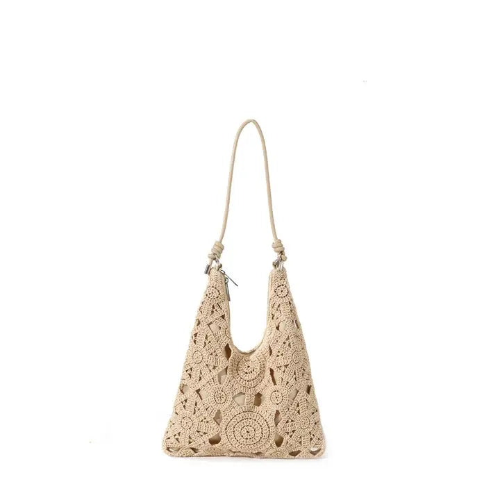 Crochet Cutout Slouch Hobo Bag