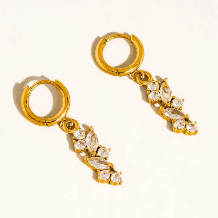 18K Gold Non-Tarnish Cz Drop Glam Earrings