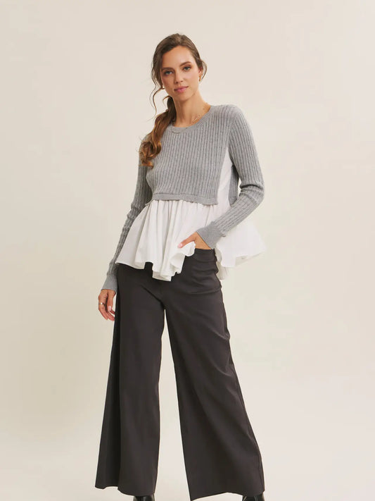 Sadie Cable Knit Peplum Top