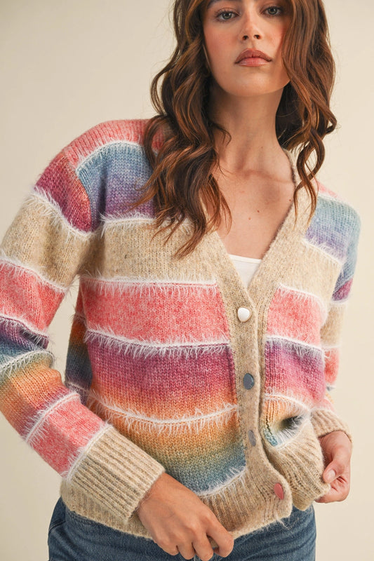 Star Ombre Striped Cardigan