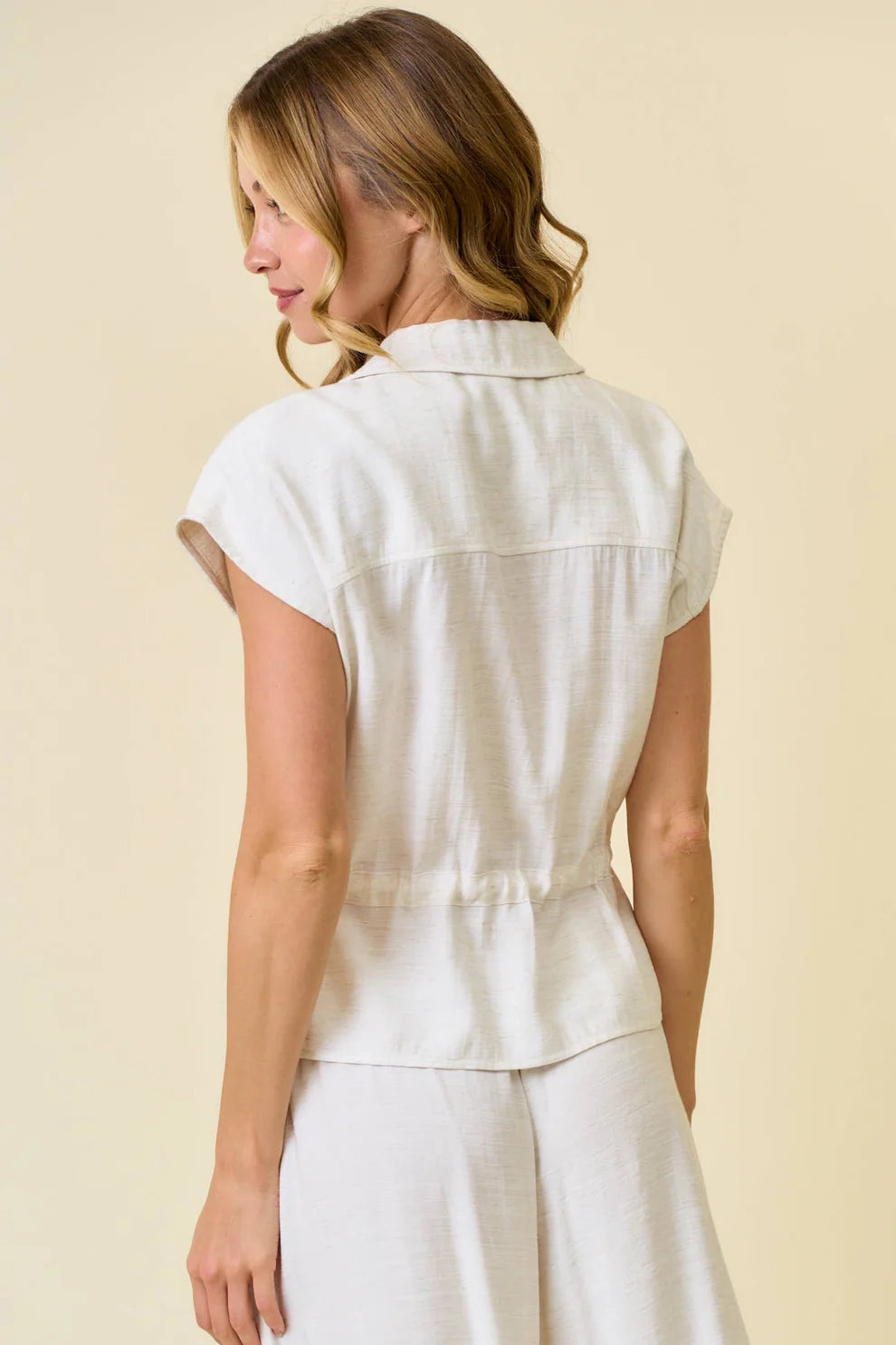 Meri Utility Linen Zip Up Vest
