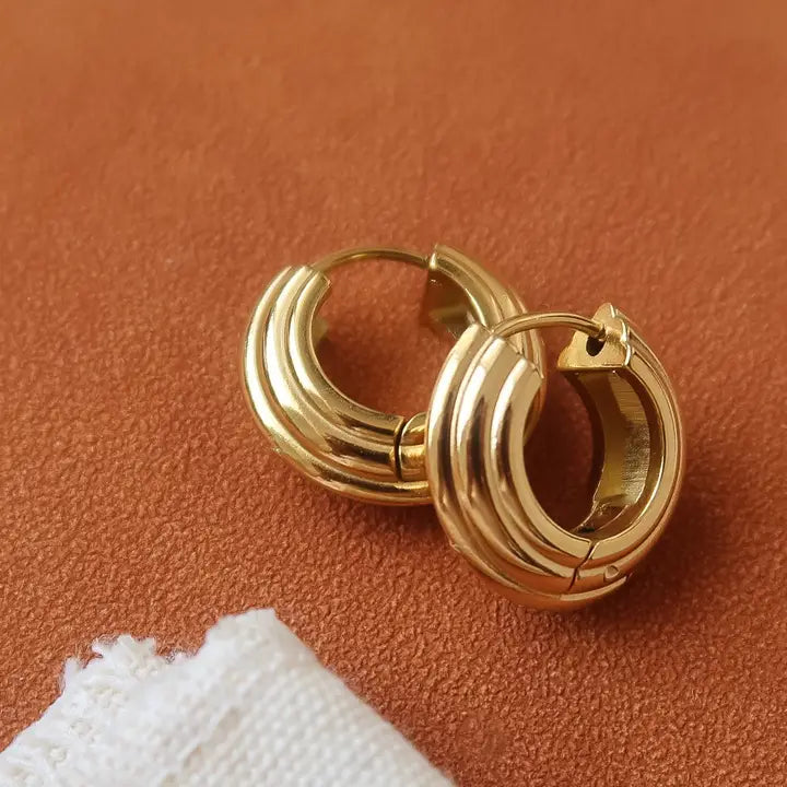 18K Gold Non-Tarnish Chunky Hoop Earrings