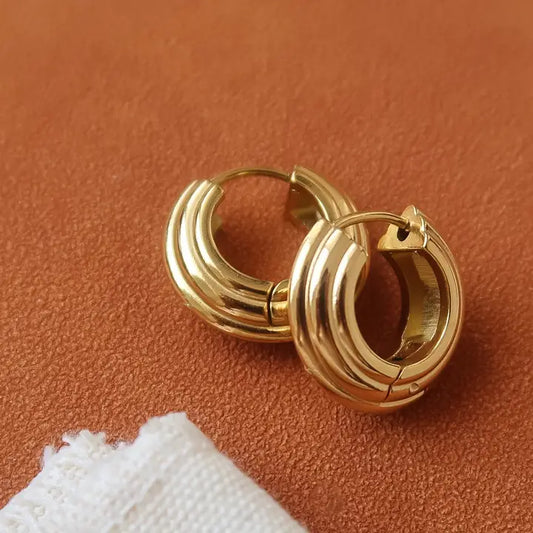 18K Gold Non-Tarnish Chunky Hoop Earrings