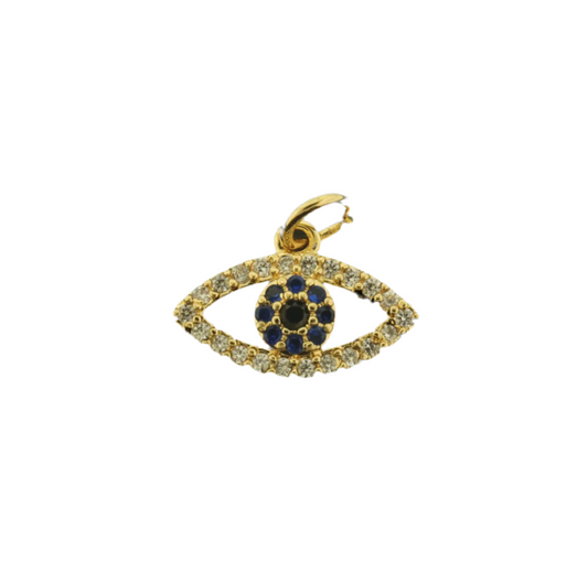 14k Rhinestone Evil Eye Charm