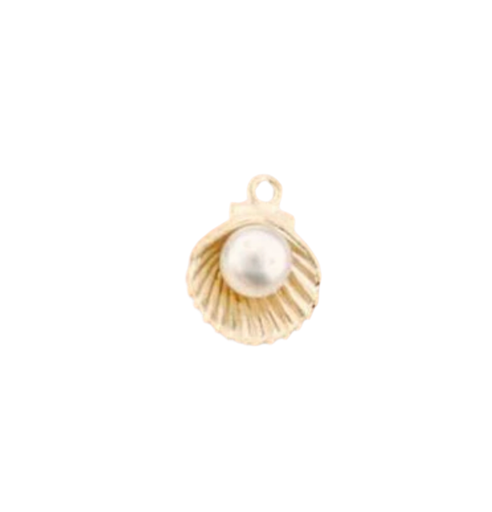 Gold Seashell & Pearl Charm