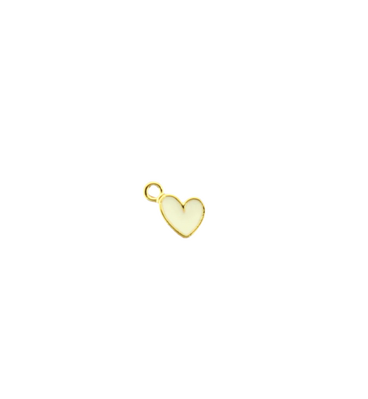 White Heart Gold Tone Charm