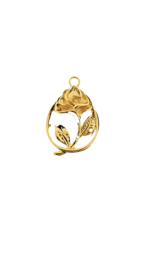 14k Gold Hollow Rose Charm