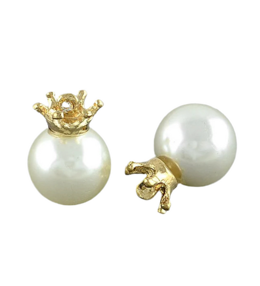 Gold Crown & Pearl Charm