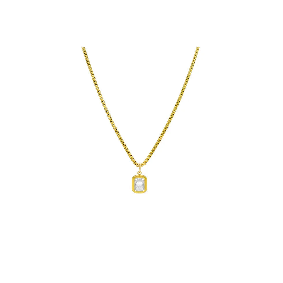 Box Chain Baguette Necklace