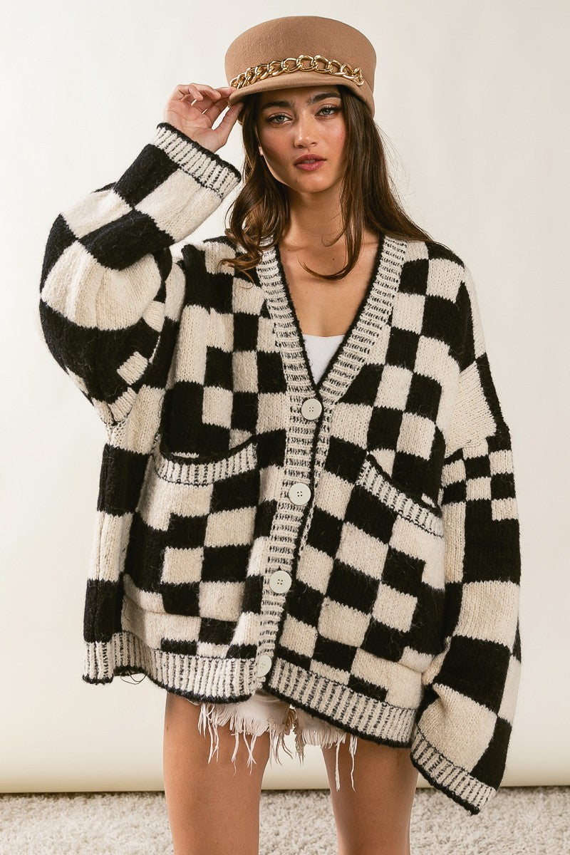 Emily Checkered Cardigan