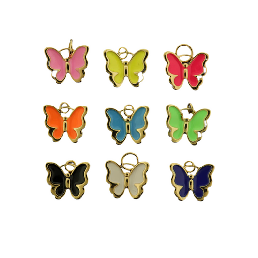 18k Gold Colorful Butterfly Charm