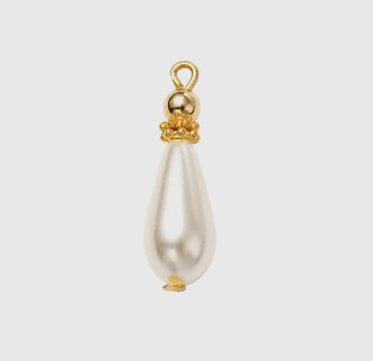 Pearl & Vintage Tear Drop Charm