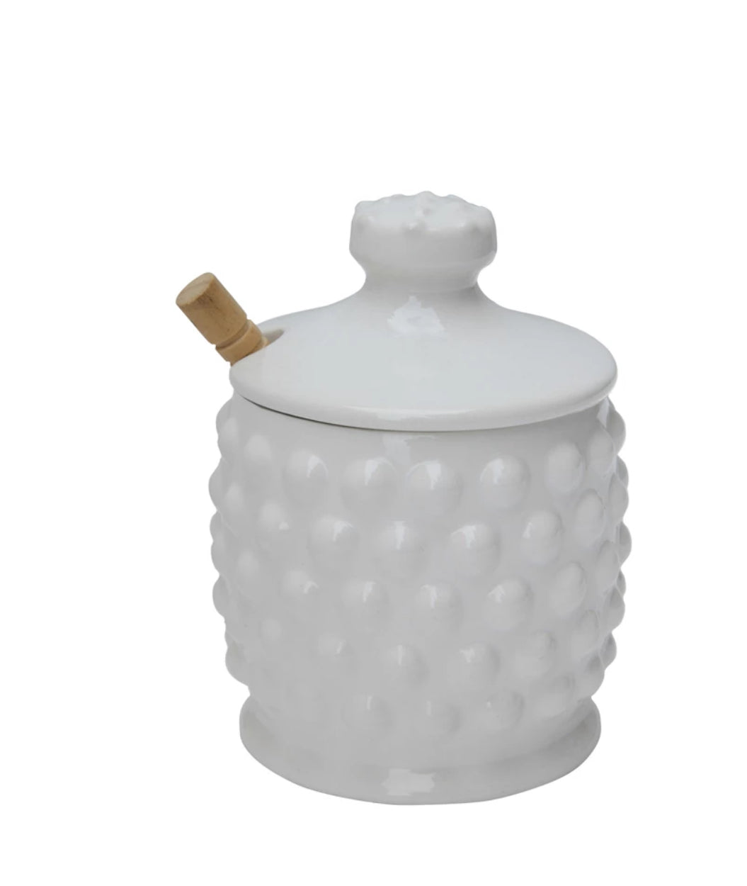 Honey Jar with Dipper: White