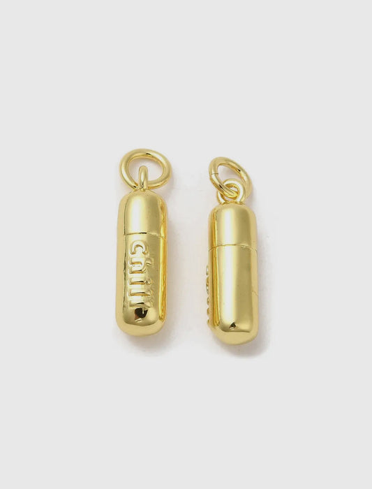 Gold Chill Pill Charm