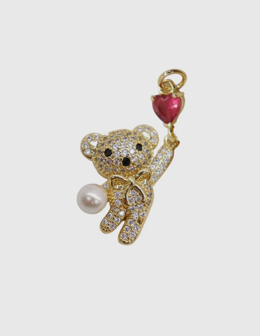 Gold Love Teddy Bear Charm