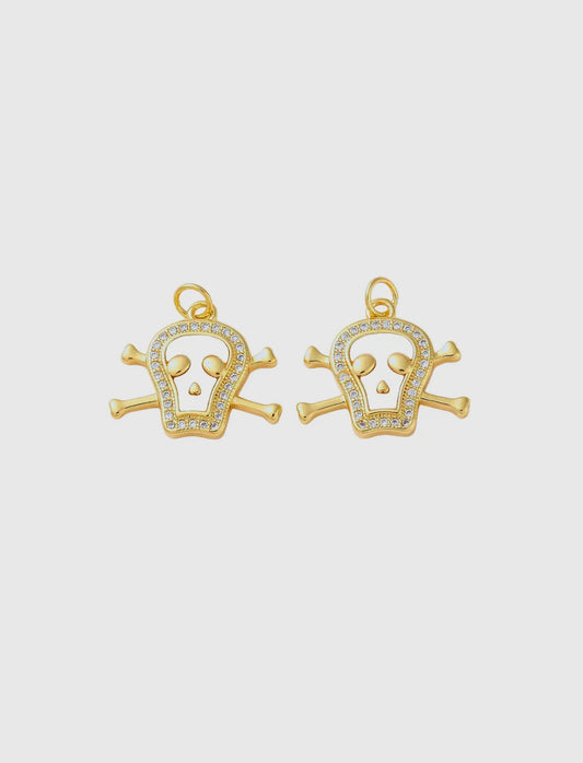 Gold & Pearlescent Embellished Skull Charm