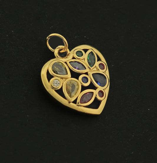 14k Multicolor Rhinestone Pendant Charm