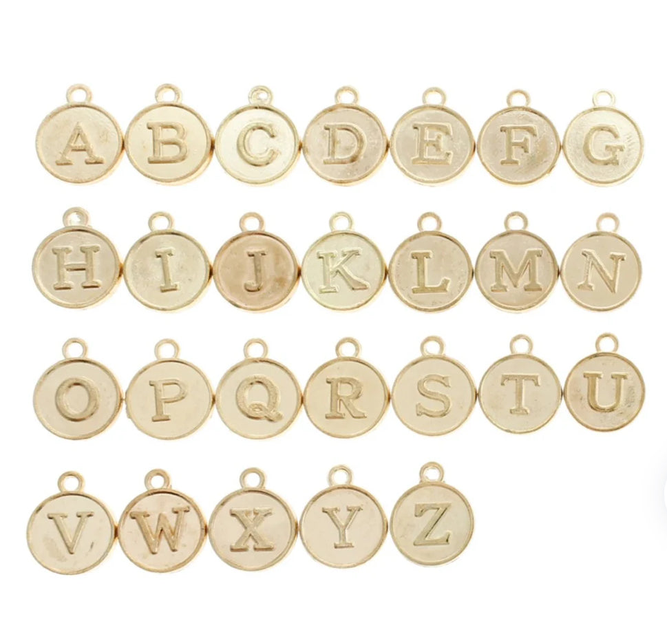 Gold Round Letter (Larger) Charm