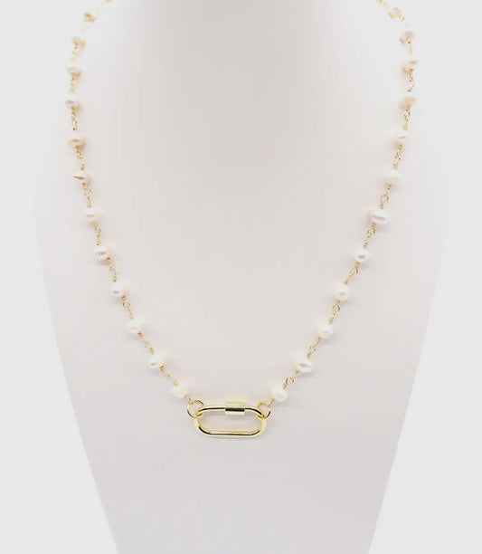 Gold Beth Charm Necklace with Piper Carabiner