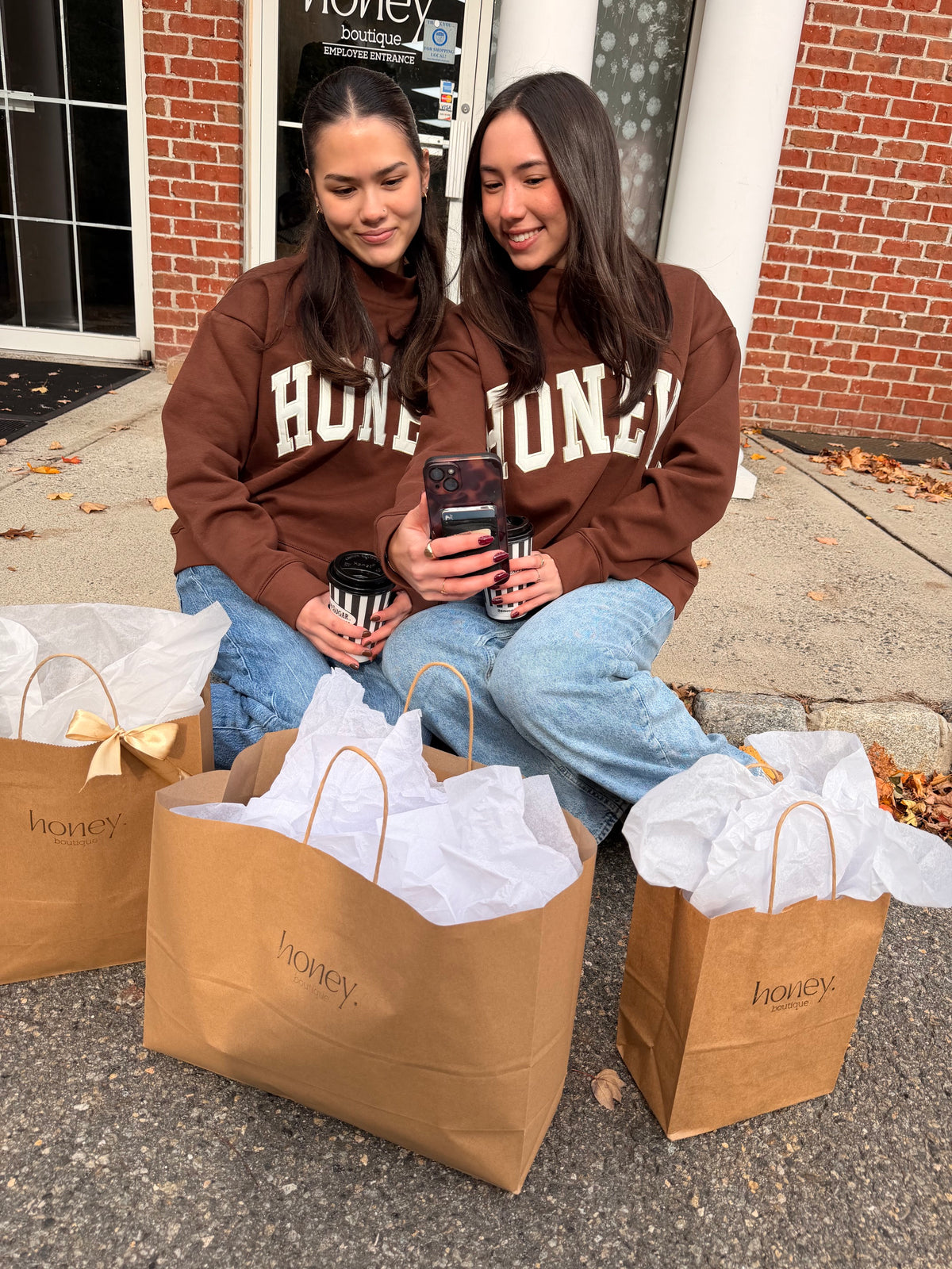 Honey. Mockneck Embroidered Varsity Crew