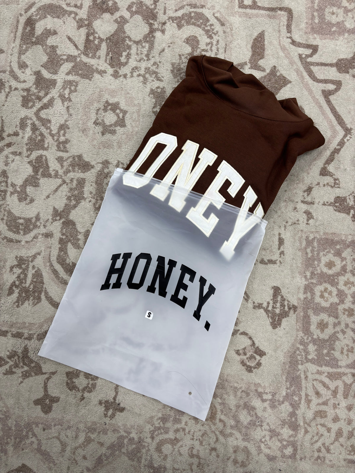 Honey. Mockneck Embroidered Varsity Crew