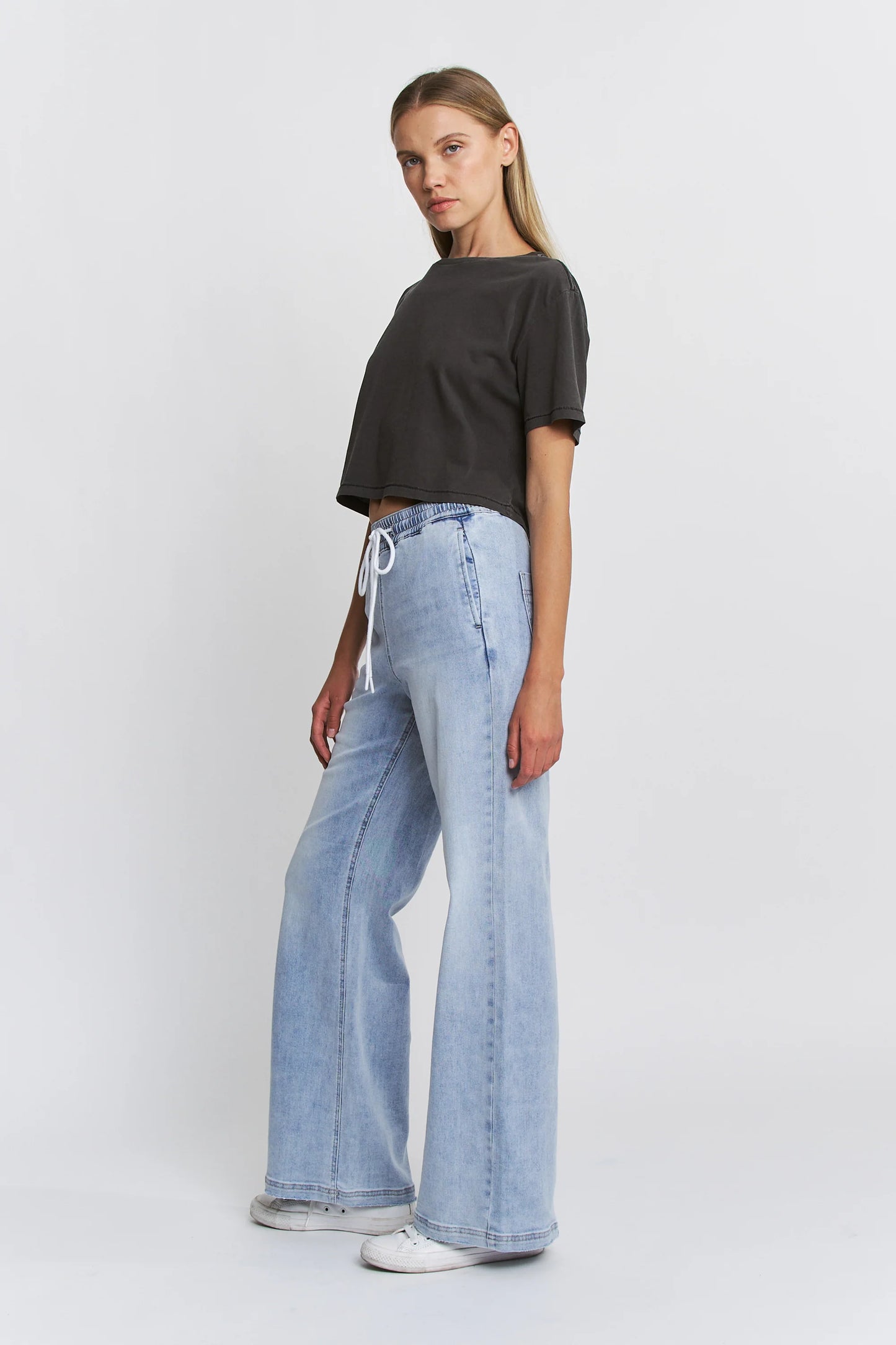 Joey High Rise Wide Leg Pull on Denim