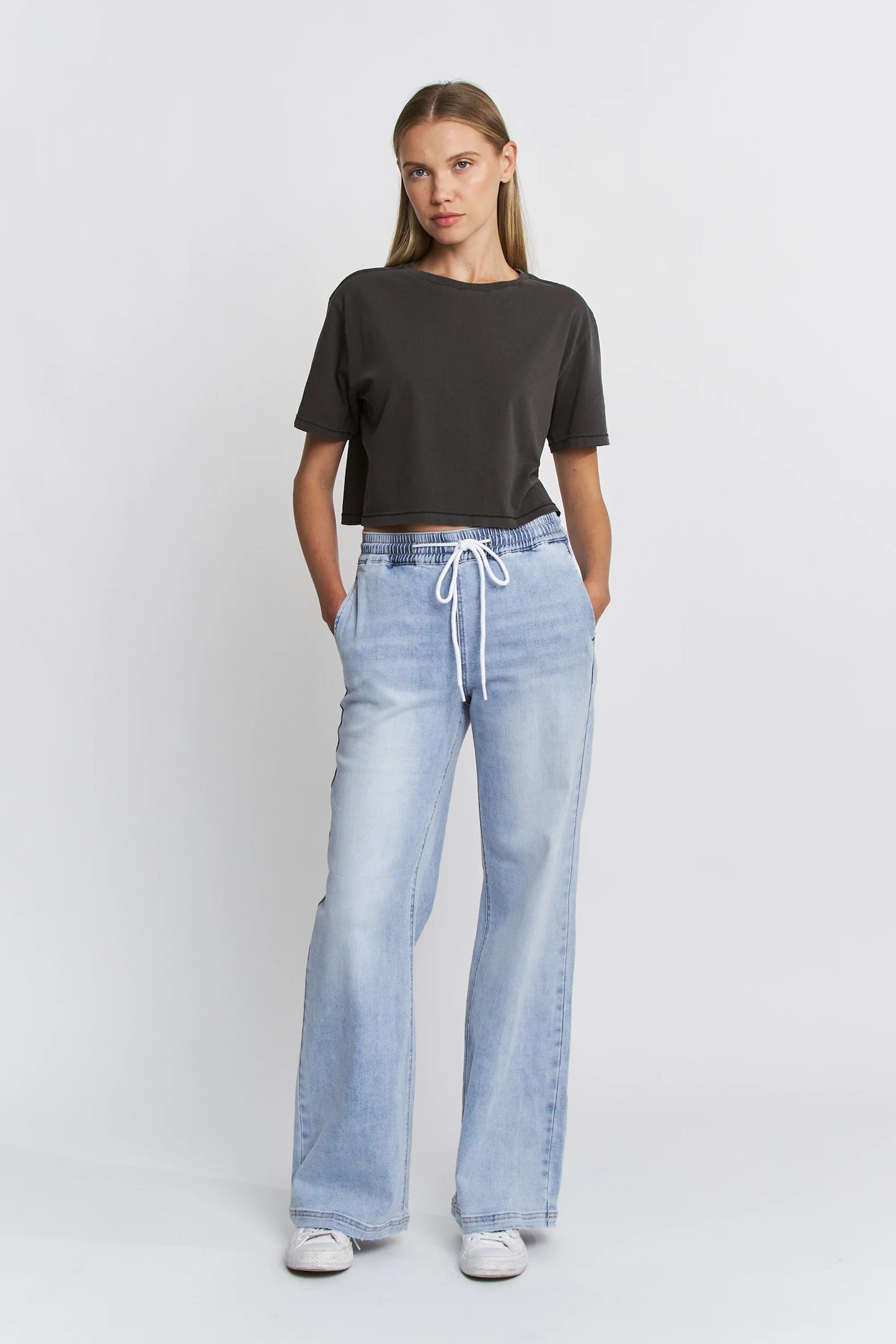 Joey High Rise Wide Leg Pull on Denim