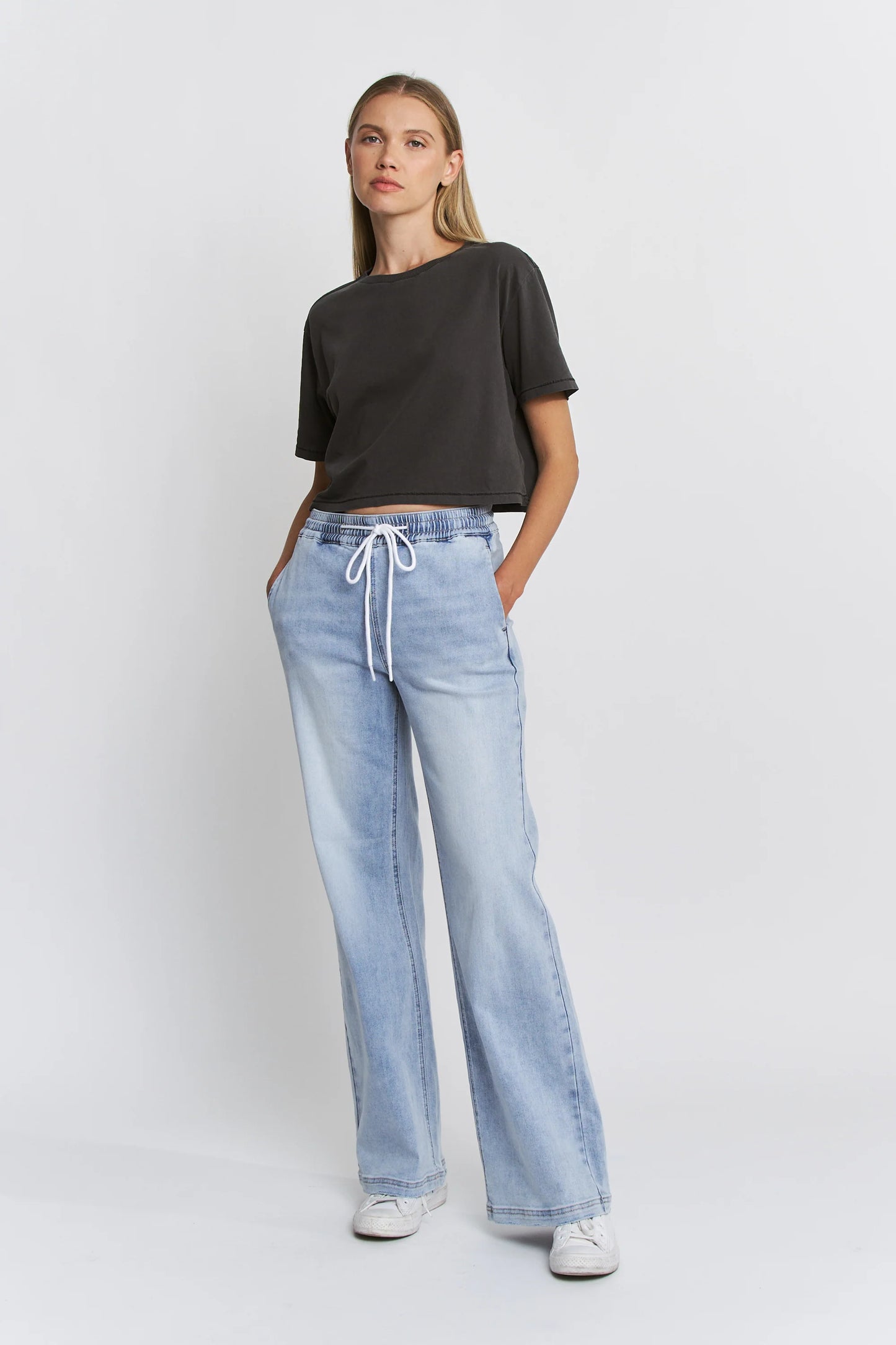 Joey High Rise Wide Leg Pull on Denim