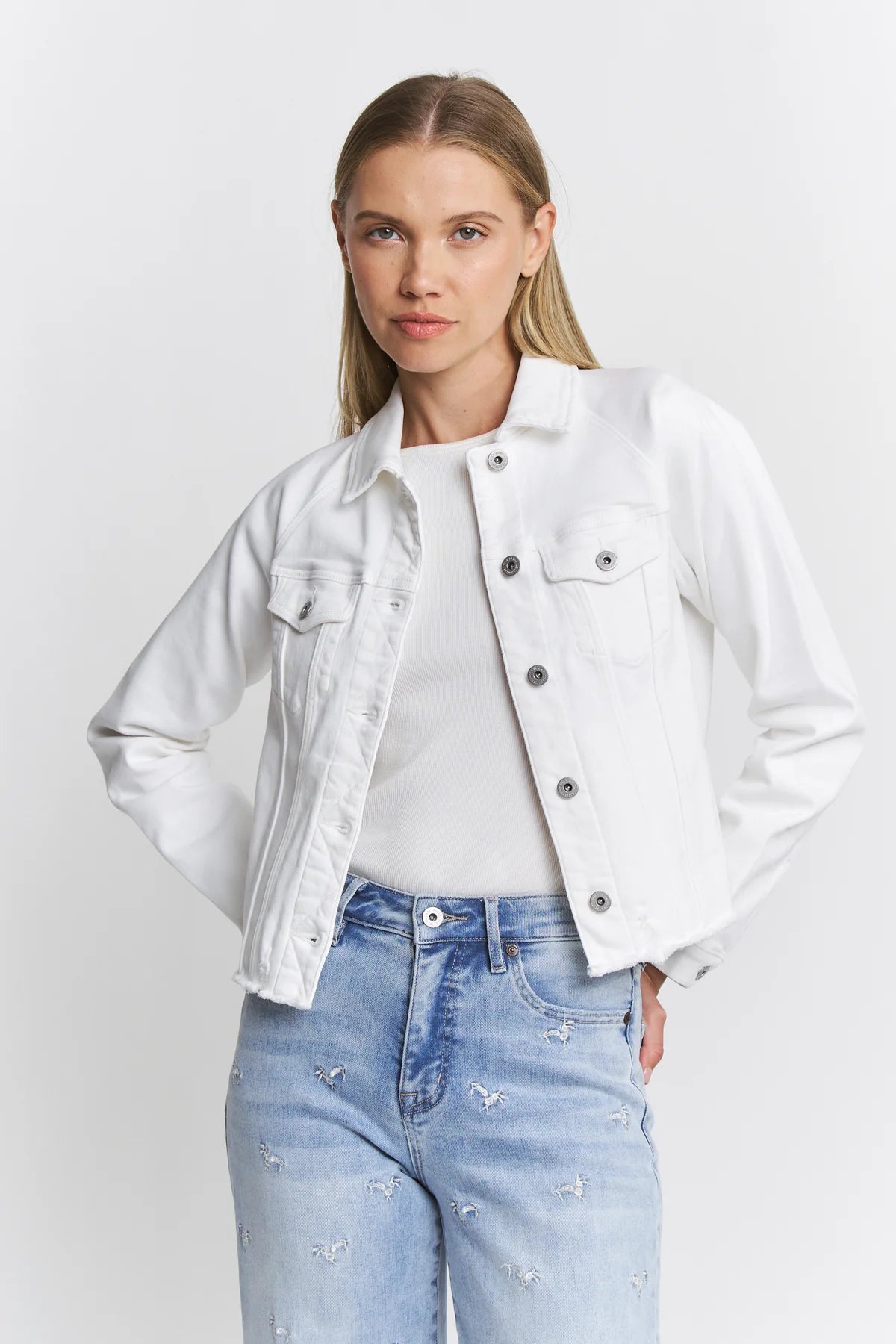 Whitney White Stretch Denim Jacket