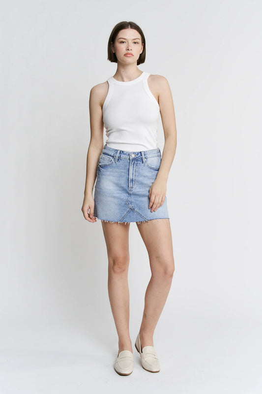 Sally High Rise Raw Hem Mini Skirt