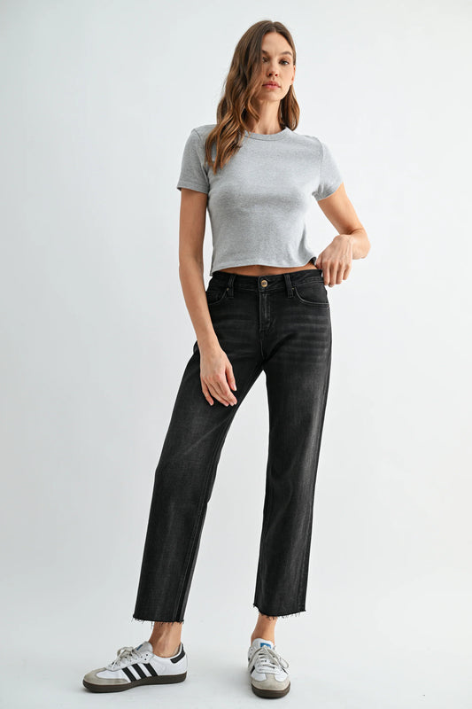 Theo Mid Rise Wide Crop Denim