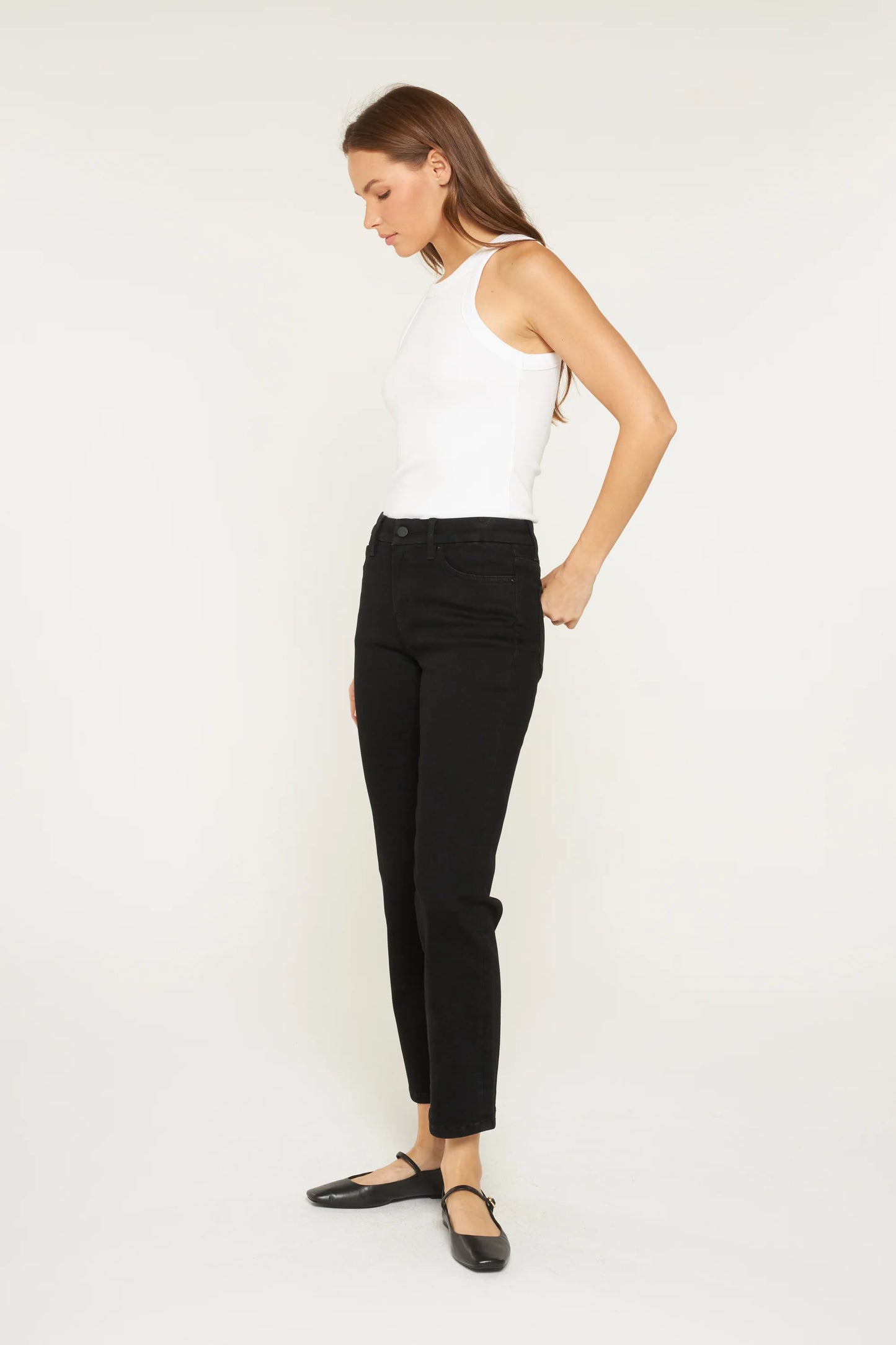 Kyle Mid Rise Ankle Straight Denim