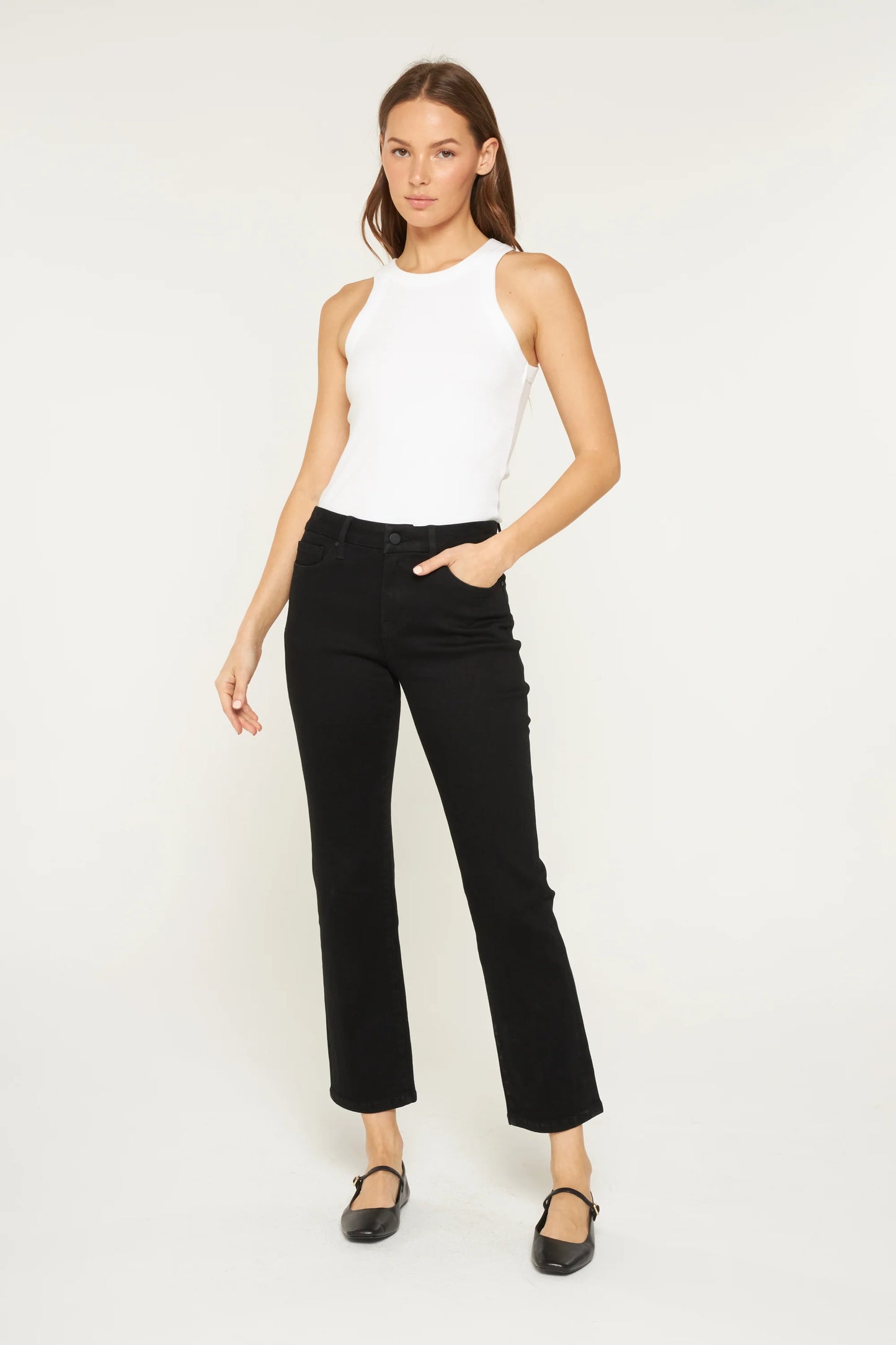 Kyle Mid Rise Ankle Straight Denim