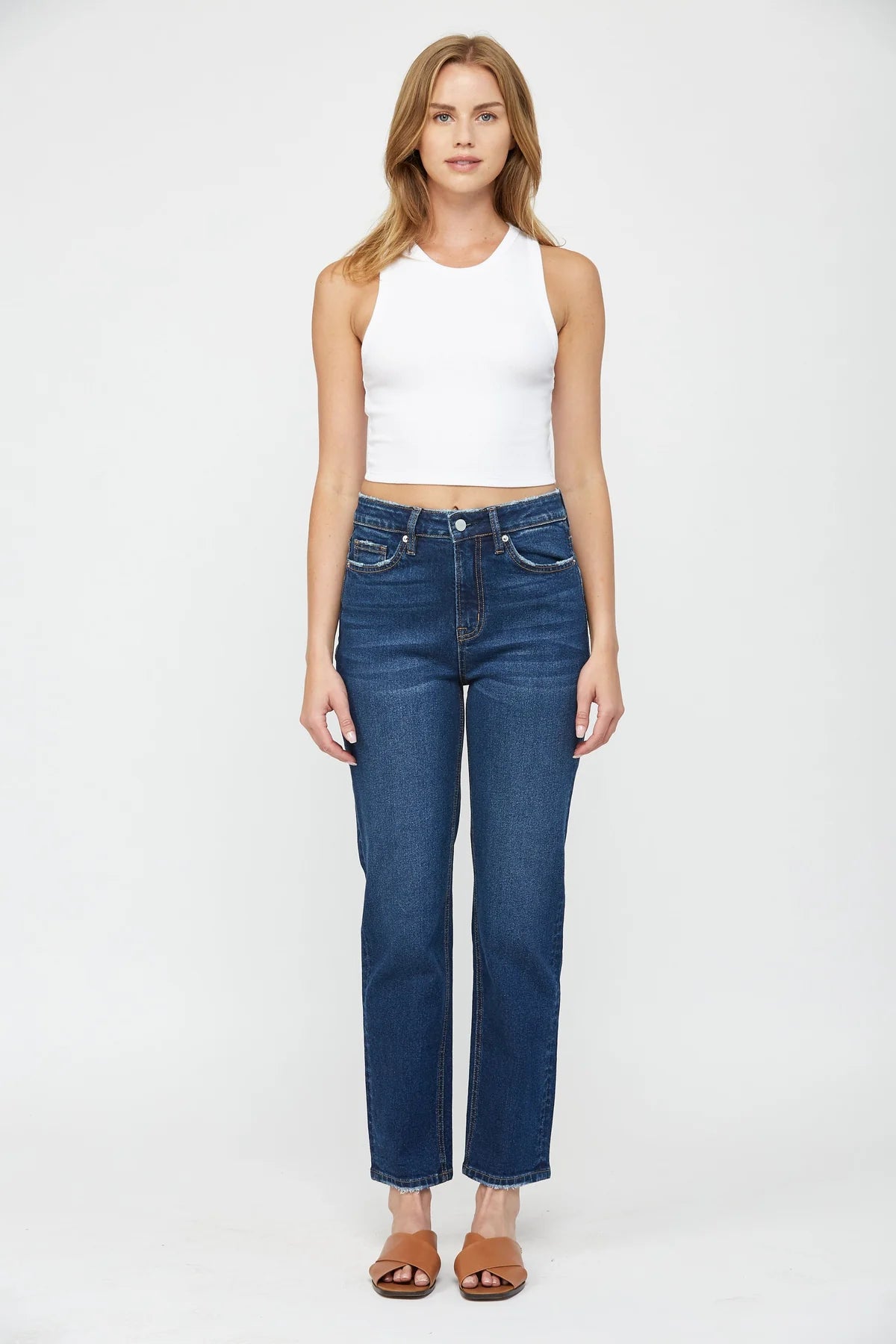 Charlie Super High Rise Wedge Straight Denim