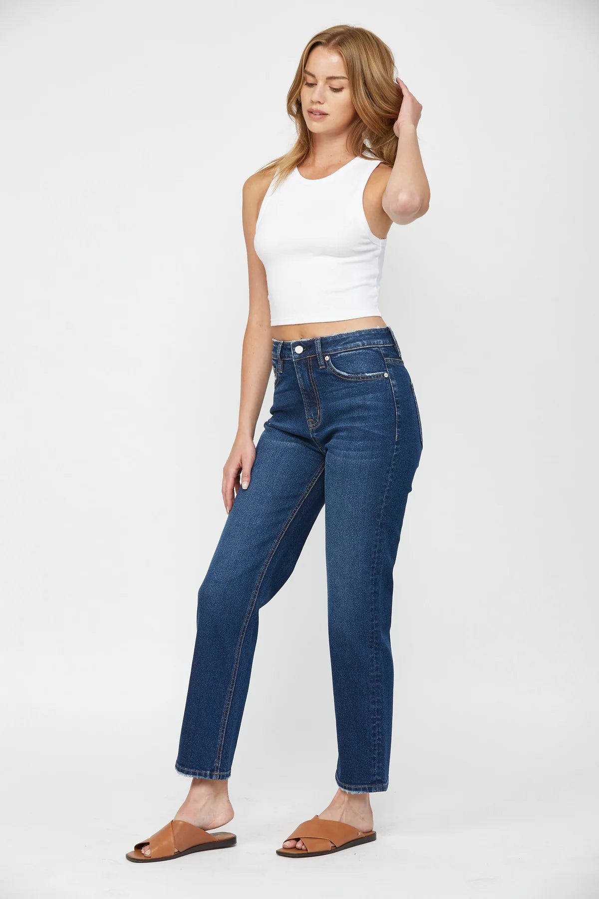 Charlie Super High Rise Wedge Straight Denim