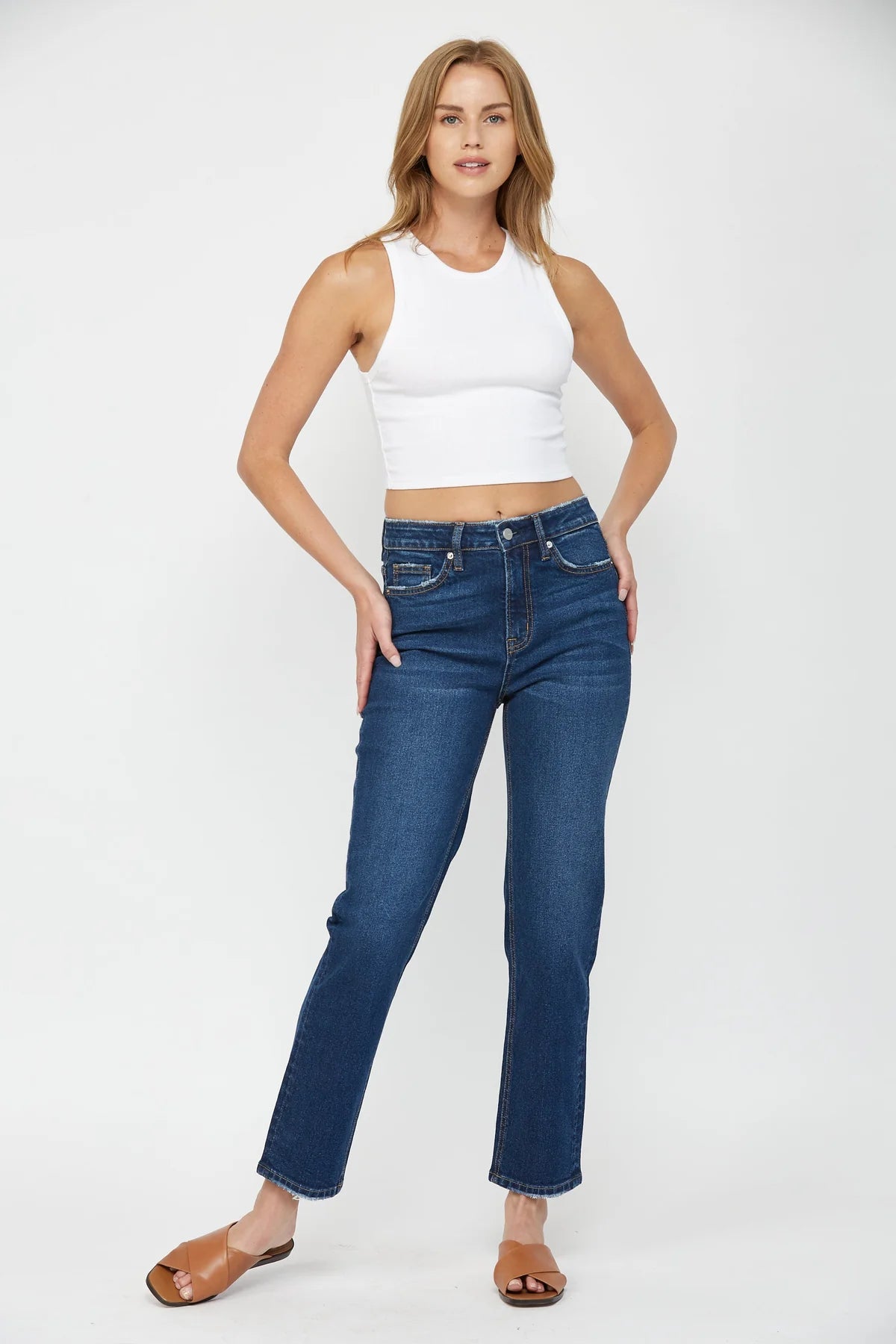 Charlie Super High Rise Wedge Straight Denim