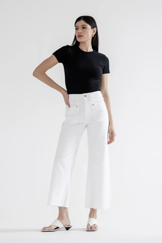 Irene High Rise Wide Leg White Denim
