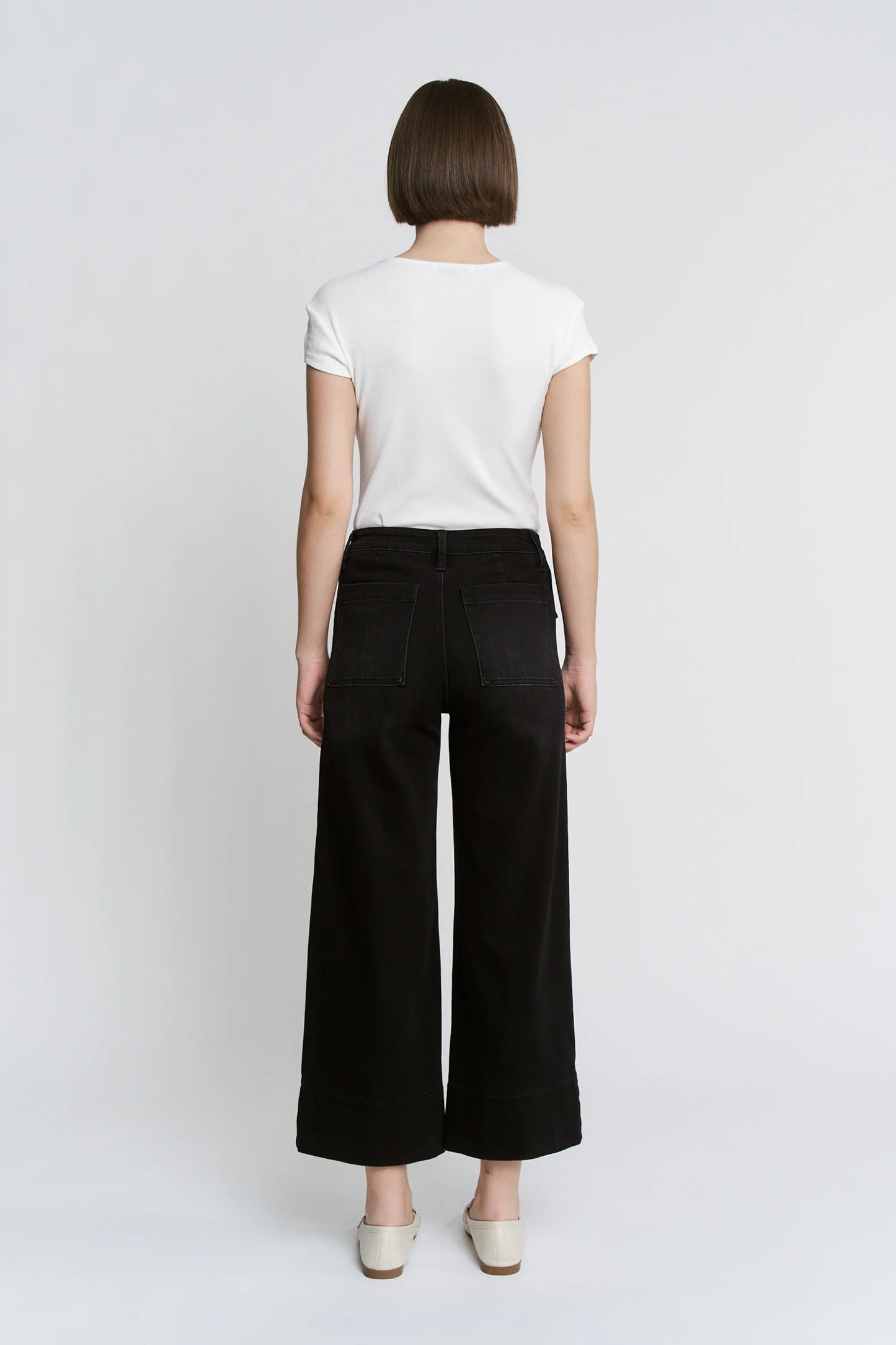 Aiden High Rise Wide Leg Cropped Patch Pocket Denim