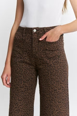Harlow Leopard High Rise Wide Leg Crop Denim
