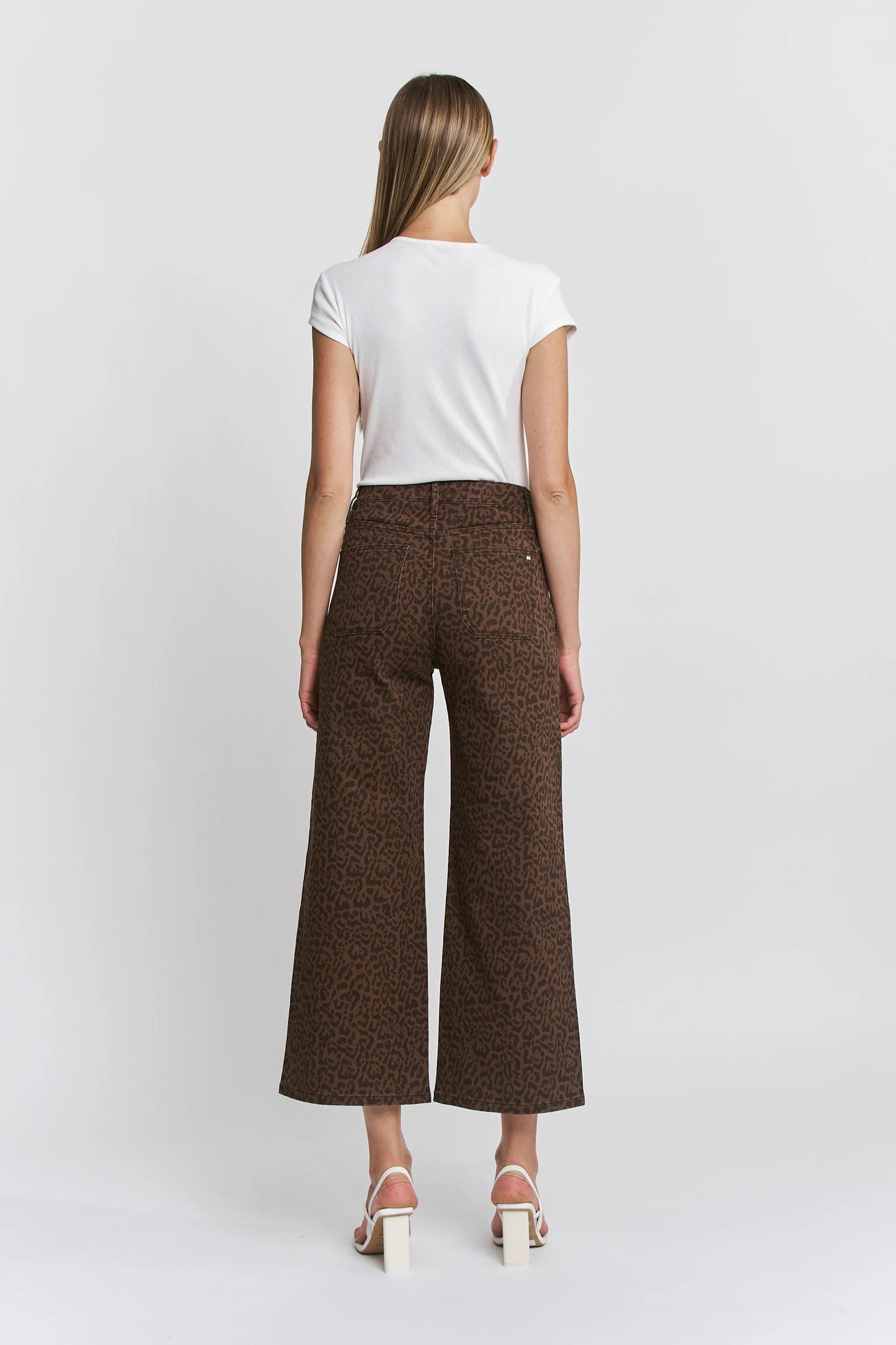 Harlow Leopard High Rise Wide Leg Crop Denim