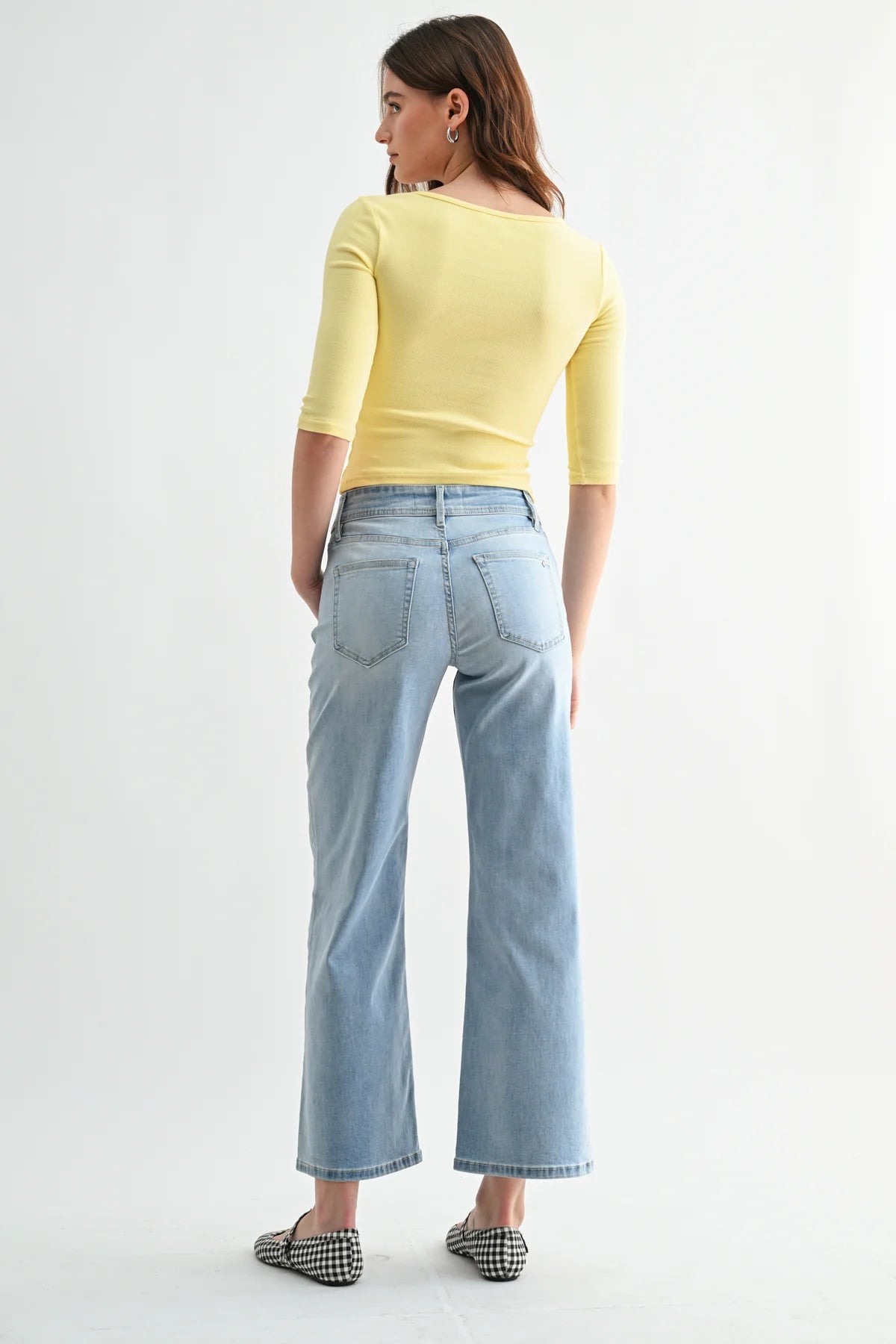 Tyler Mid Rise Wide Leg Denim