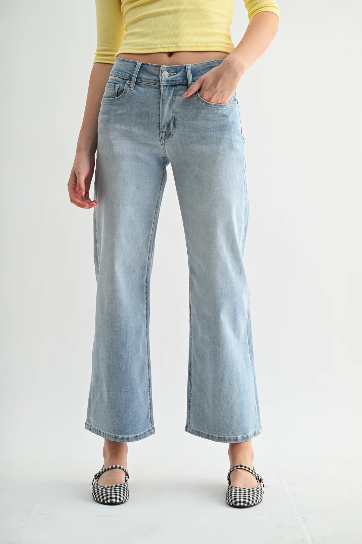 Tyler Mid Rise Wide Leg Denim