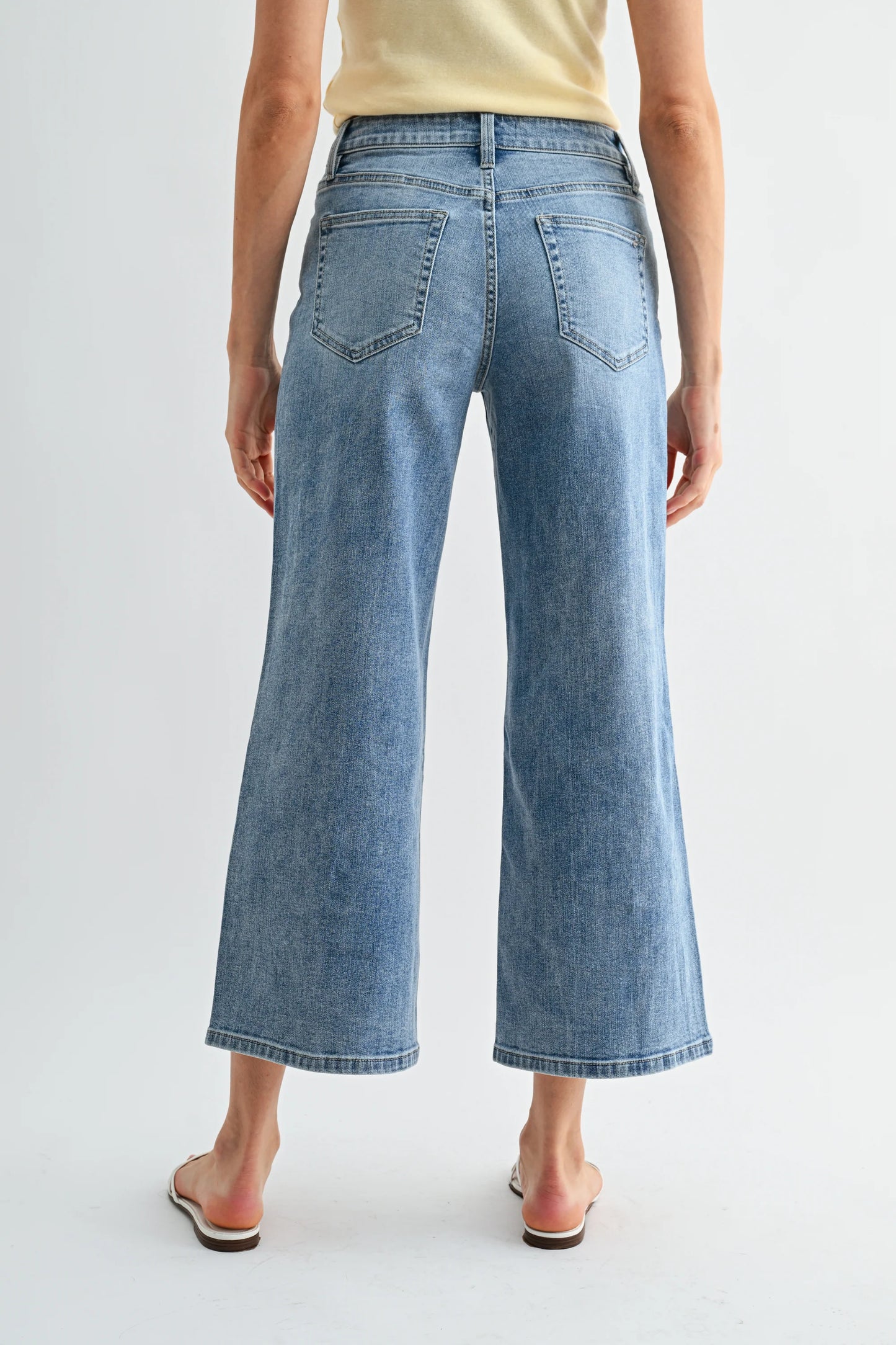Stevie Mid Rise Wide Leg Crop Denim