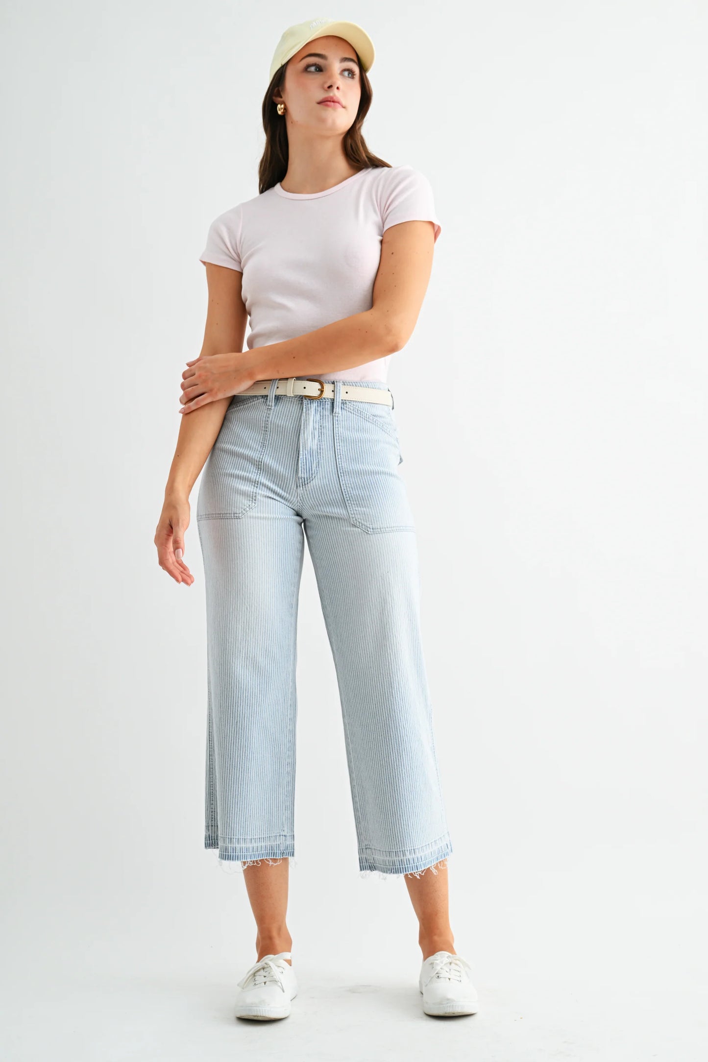 Sailor Striped High Rise Wide Leg Cropped Pant