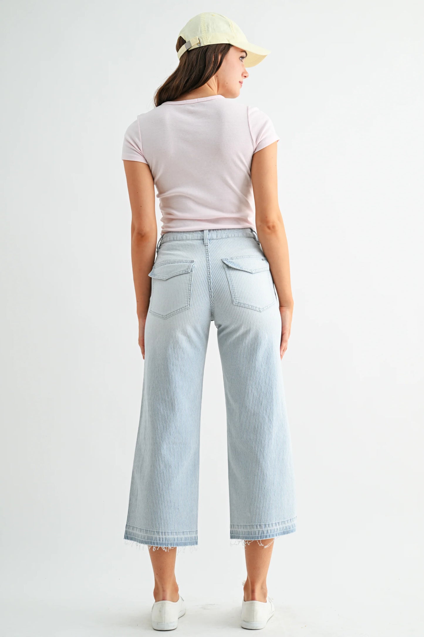 Sailor Striped High Rise Wide Leg Cropped Pant