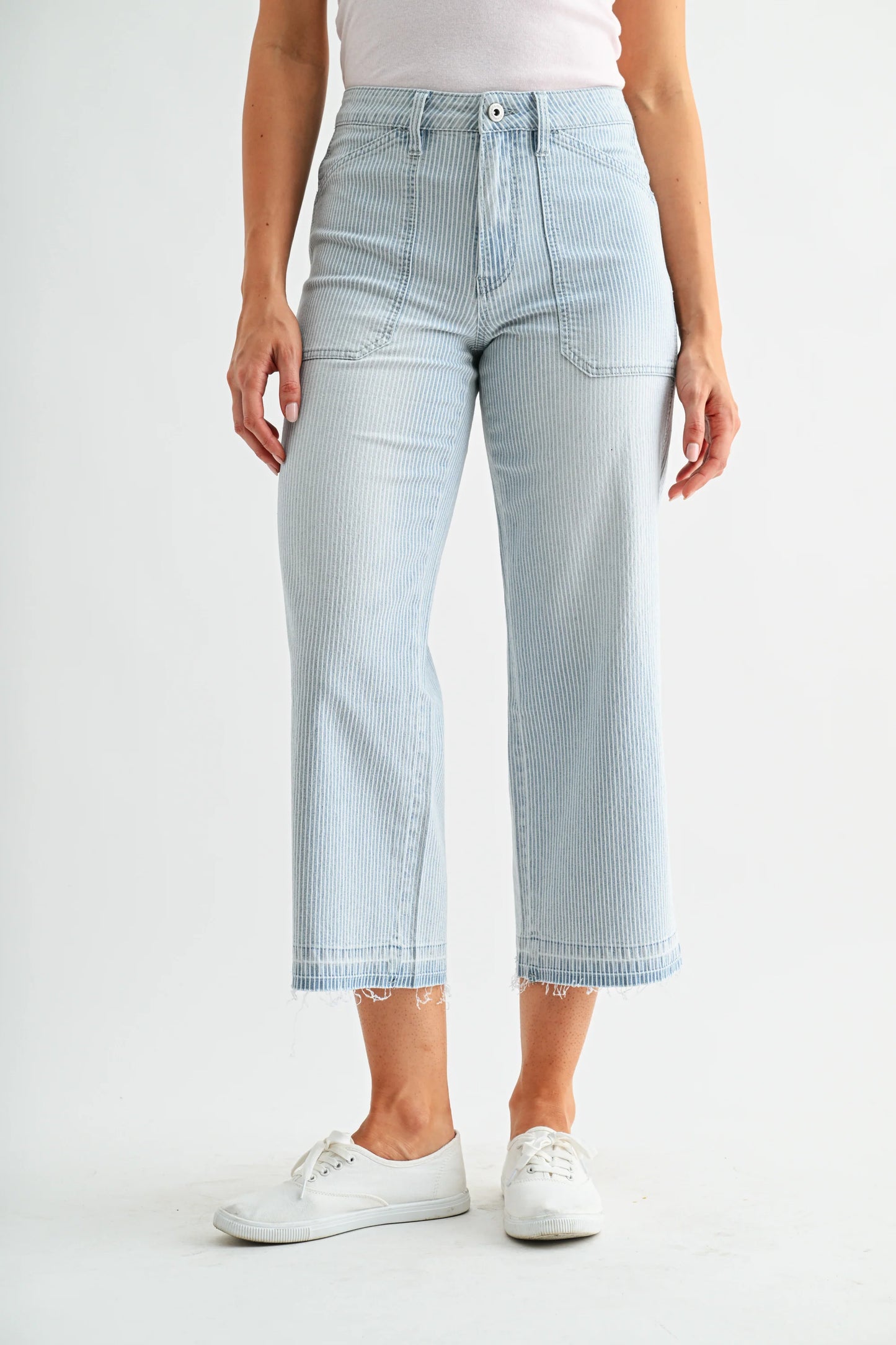Sailor Striped High Rise Wide Leg Cropped Pant