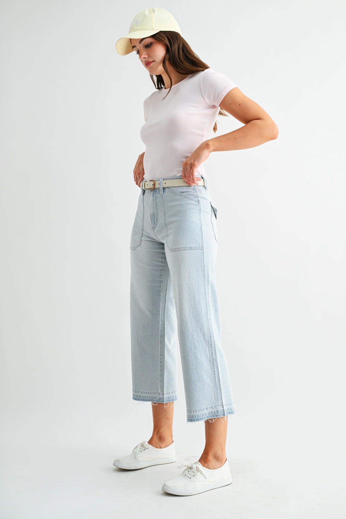Sailor Striped High Rise Wide Leg Cropped Pant