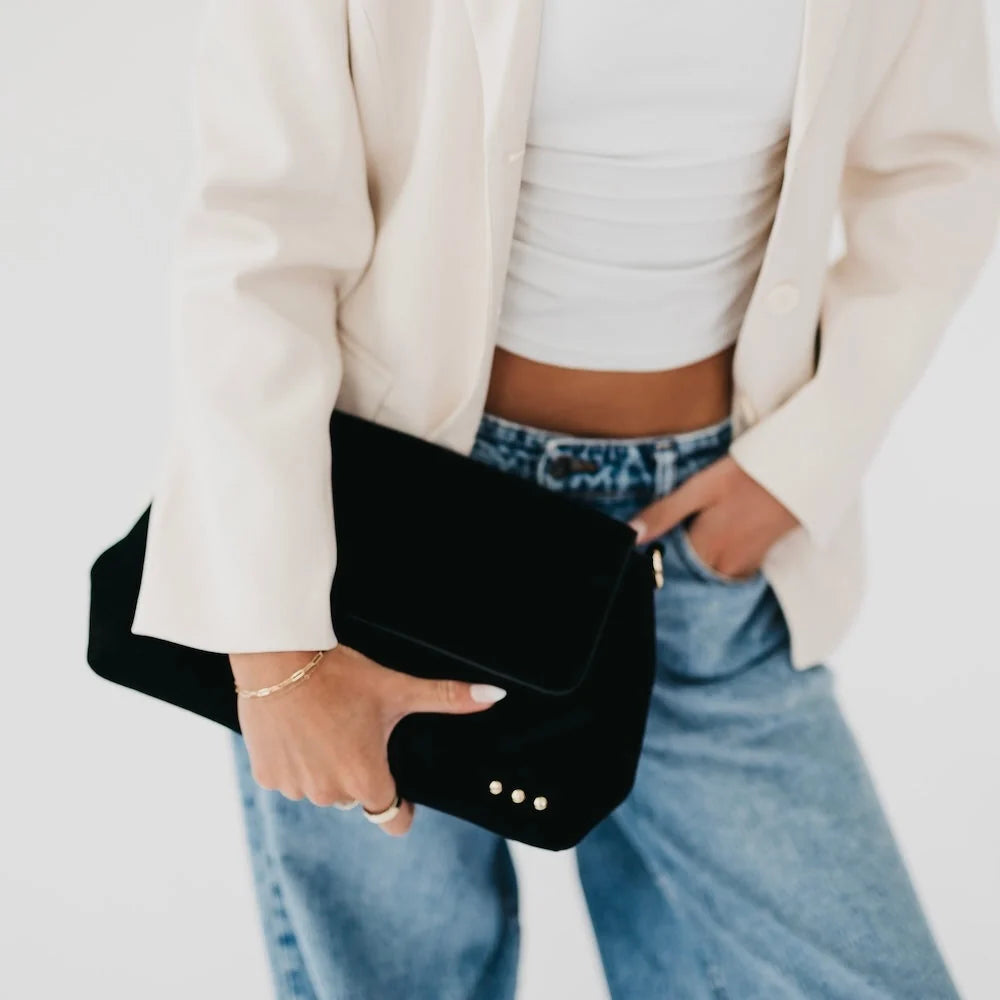 Suede Flap Crossbody