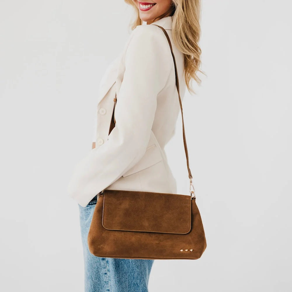 Suede Flap Crossbody