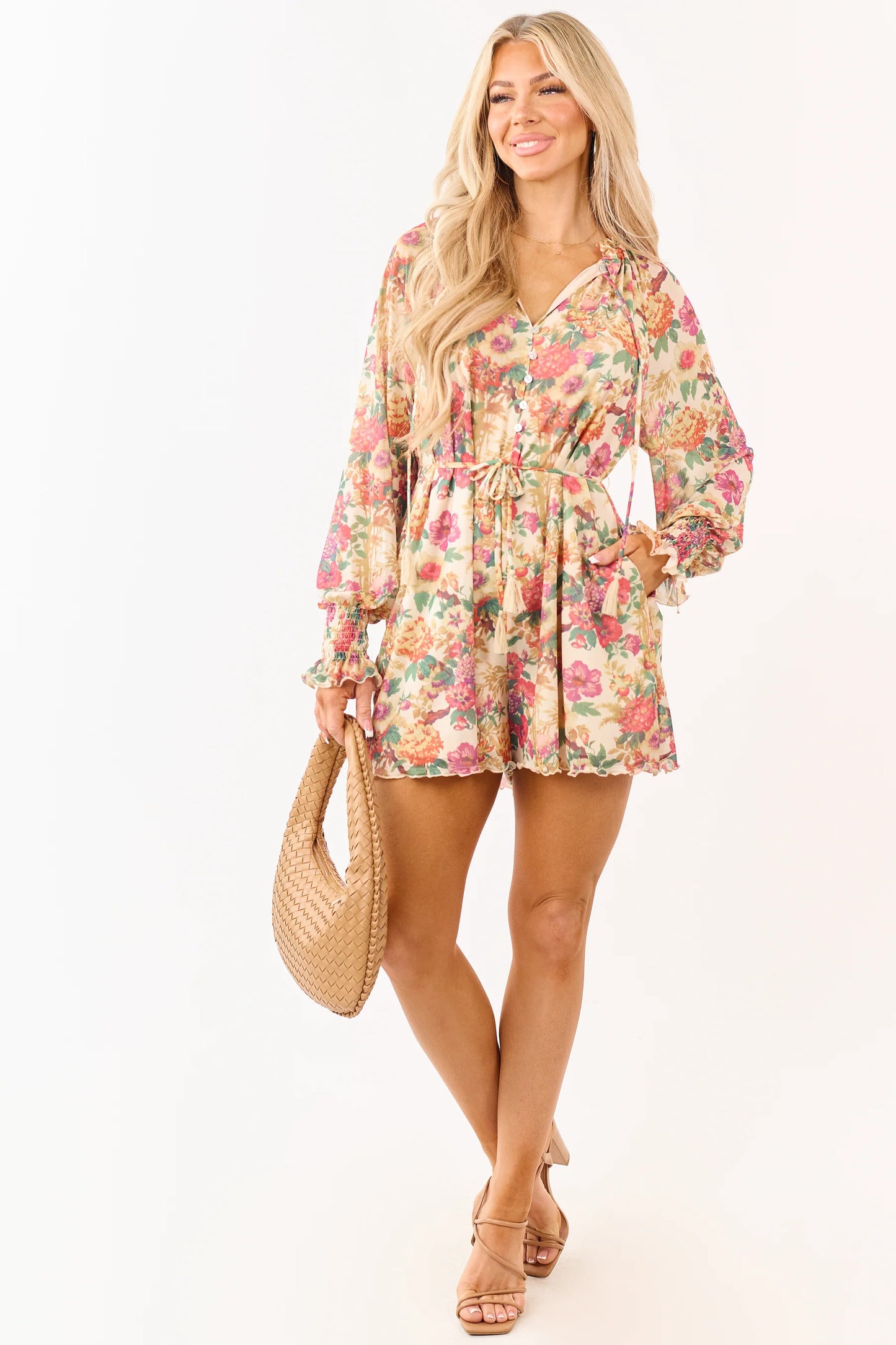 Ivy Floral Printed Mesh Romper